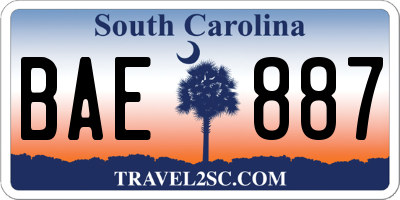 SC license plate BAE887