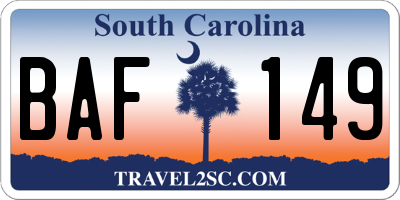 SC license plate BAF149