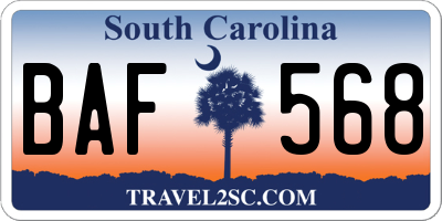 SC license plate BAF568