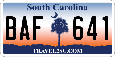 SC license plate BAF641