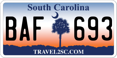 SC license plate BAF693