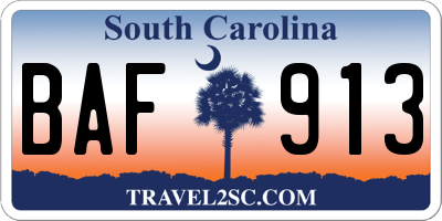 SC license plate BAF913