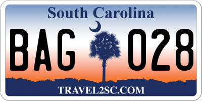 SC license plate BAG028