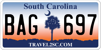 SC license plate BAG697