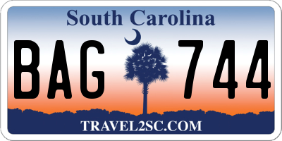SC license plate BAG744