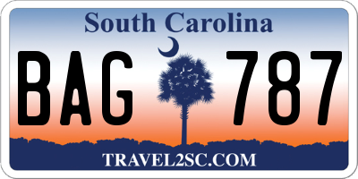 SC license plate BAG787