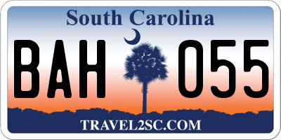 SC license plate BAH055