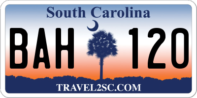 SC license plate BAH120