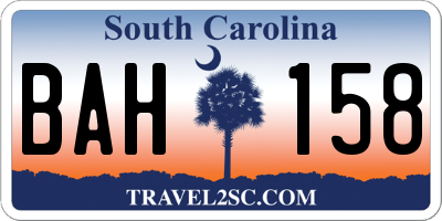 SC license plate BAH158