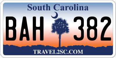 SC license plate BAH382