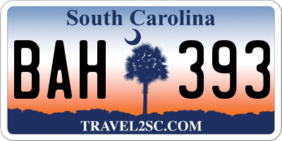 SC license plate BAH393