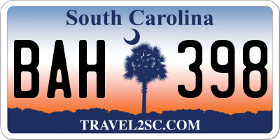 SC license plate BAH398
