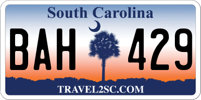 SC license plate BAH429