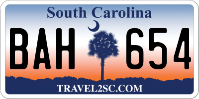 SC license plate BAH654