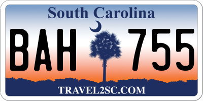 SC license plate BAH755