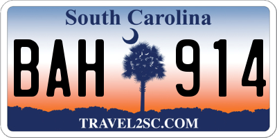 SC license plate BAH914