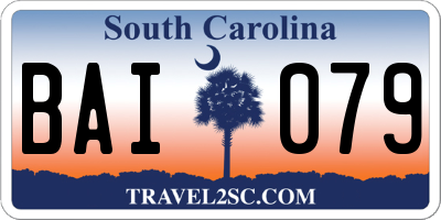 SC license plate BAI079