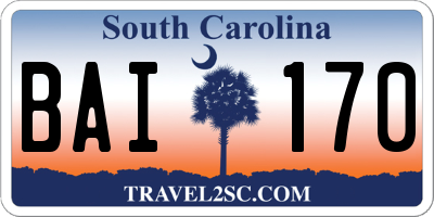SC license plate BAI170
