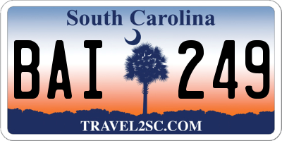 SC license plate BAI249