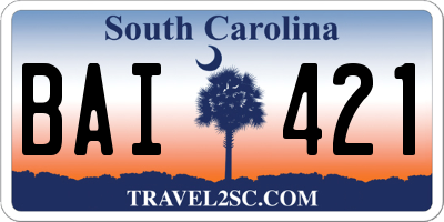 SC license plate BAI421