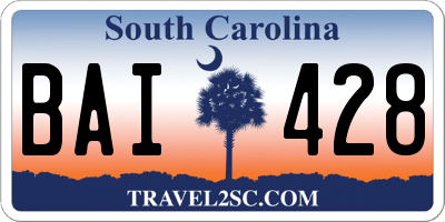 SC license plate BAI428