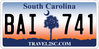 SC license plate BAI741