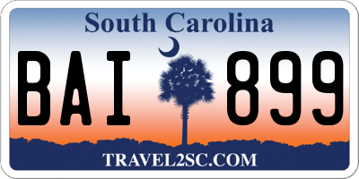 SC license plate BAI899