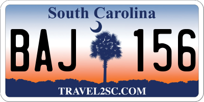 SC license plate BAJ156