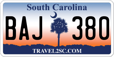 SC license plate BAJ380