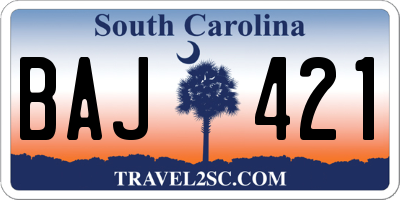 SC license plate BAJ421
