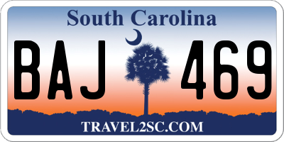 SC license plate BAJ469