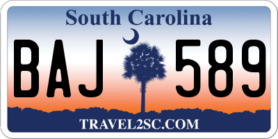SC license plate BAJ589
