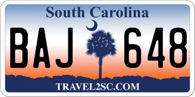 SC license plate BAJ648