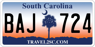 SC license plate BAJ724