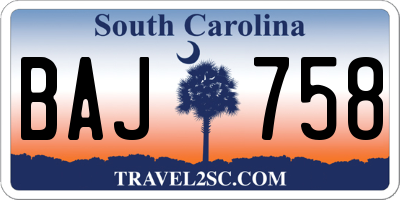 SC license plate BAJ758