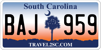 SC license plate BAJ959