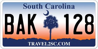 SC license plate BAK128