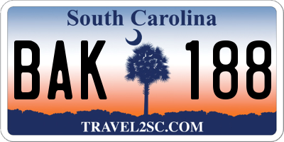 SC license plate BAK188
