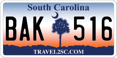 SC license plate BAK516