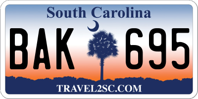 SC license plate BAK695