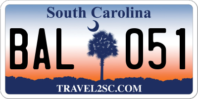 SC license plate BAL051