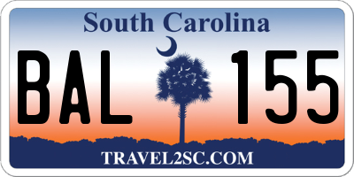 SC license plate BAL155