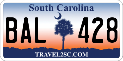 SC license plate BAL428