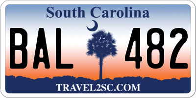 SC license plate BAL482