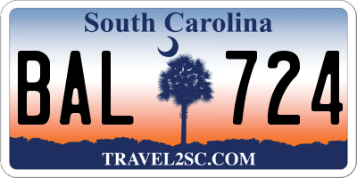SC license plate BAL724