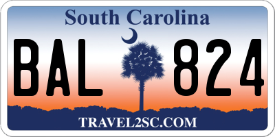 SC license plate BAL824