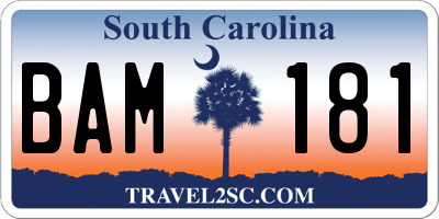 SC license plate BAM181