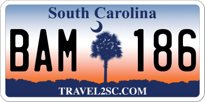 SC license plate BAM186