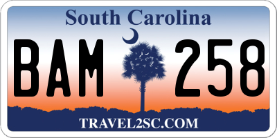 SC license plate BAM258