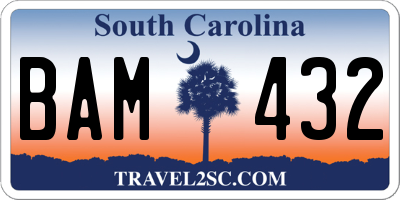SC license plate BAM432